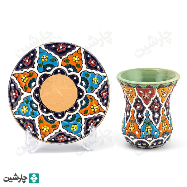 بشقاب و نعلبکی میناکاری - تصویر 3